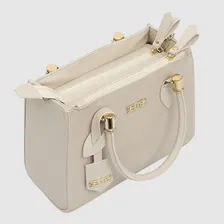 Bolsa Transversal Media E Bolsa Pequena Com Carteira Feminina Creme Selten Foto mini  3