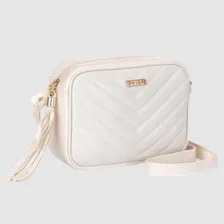 Bolsa Transversal Media E Bolsa Pequena Com Carteira Feminina Creme Selten Foto mini 4