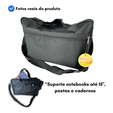 Bolsa Transversal Reflex Pasta Carteiro Nylon Com Alça Maleta Mala Cor Preto Foto mini 4