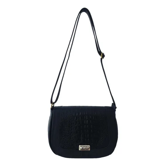 Bolsa Transversal Topgrife Couro Preto Foto 1