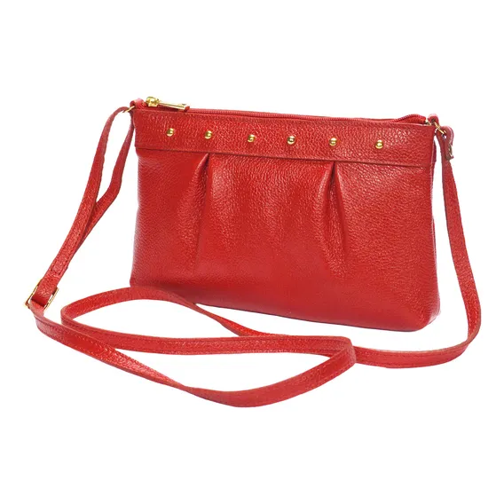 Bolsa Vermelha Pequena Transversal Feminina Couro Legítimo Madamix Foto 1