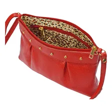 Bolsa Vermelha Pequena Transversal Feminina Couro Legítimo Madamix Foto mini  3