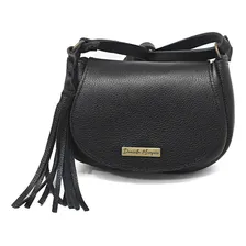 Bolsinha Feminina Infantil Couro Legitimo Cor Preto Foto mini 1
