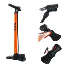 Bomba Ar Pneu Bike Bicicleta Manômetro De Pé Aço Wg Cor Laranja Foto mini  2