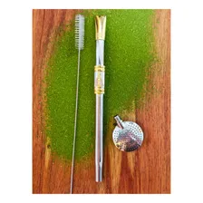 Bomba Chimarrão Aço Inox Banho De Ouro 24k Nossa Senhora Cor Cinza Foto mini  3