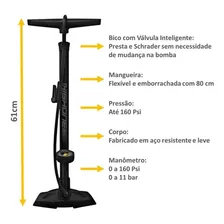 Bomba De Oficina Bike High One Gf-55e Com Manômetro 160 Psi Cor Preto Foto mini  2