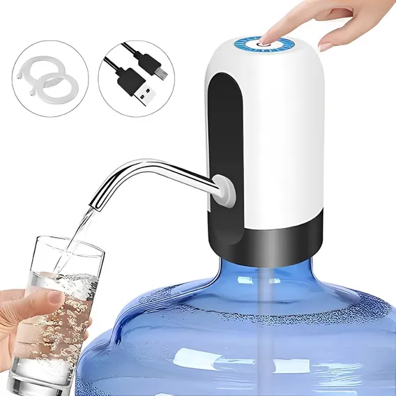 Bomba Elétrica Para Galão D'agua 5l/10l/20l Suporte Válvula Cor Branco/preto Foto 1