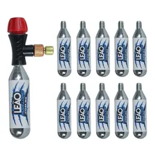 Bomba Encher Pneus Adptador Co2 + 10 Cilindros Bike Ciclismo Foto  mini 1