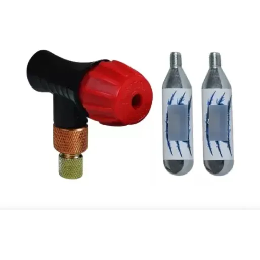 Bomba Inflador De Pneus C/ 2 Co2 16g Presta Ou Schrader Cor Cinza Foto 1