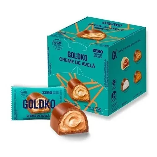 Bombom Zero Açúcar Creme De Avela Goldko - 18 Unid Foto 1