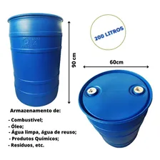 Bombona Tambor 200 Litros Tampa Fixa Galão De Armazenagem Cor Azul Foto mini 4