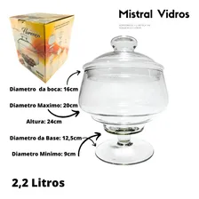 Bomboniere Grande De Vidro Com Pé Alto Usar Para Saladas Cor Incolor Foto mini 2