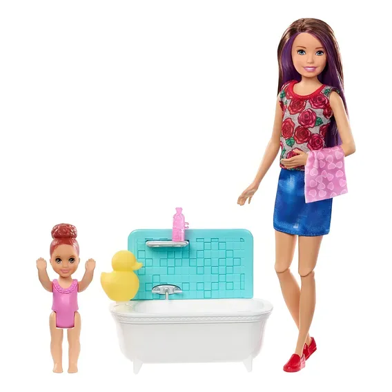 Boneca Babás Barbie Skipper com banheira FXH05 Foto 1