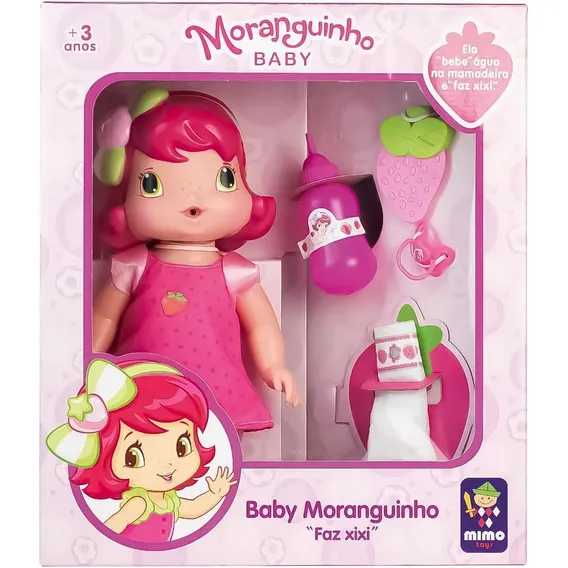 Boneca Baby Moranguinho Faz Xixi Com Acess贸rios Mimo Toys 3 Foto 1