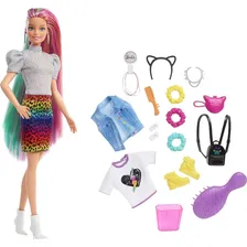 Boneca Barbie Cabelo Arco-íris Leopardo Foto mini 1