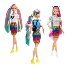 Boneca Barbie Cabelo Arco-íris Leopardo Foto mini 4