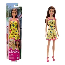 Boneca Barbie Fashion Vestido Amarelo Borboleta Mattel Foto mini 3