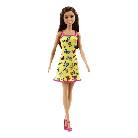 Boneca Barbie Fashion Vestido Amarelo Borboleta Mattel Foto 1