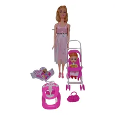 Boneca Barbie Grávida E FamÃlia Carrinho Mamãe Lindo Filho Foto mini 4