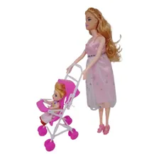Boneca Barbie Grávida E FamÃlia Carrinho Mamãe Lindo Filho Foto mini 1
