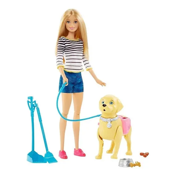 Boneca Barbie Passeio com Cachorrinho walk & potty pup DWJ68 Mattel Foto 1