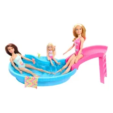Boneca Barbie Piscina Com Boneca Mai么 Rosa Mattel Foto mini 2