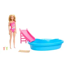 Boneca Barbie Piscina Com Boneca Mai么 Rosa Mattel Foto mini 1