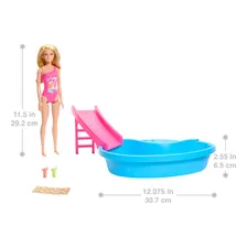 Boneca Barbie Piscina Com Boneca Mai么 Rosa Mattel Foto mini 4