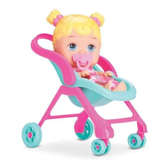 Boneca BebĂȘ Little Dolls Passeio C/ Carrinho - Divertoys Foto 1