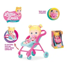 Boneca BebĂȘ Little Dolls Passeio C/ Carrinho - Divertoys Foto mini 3