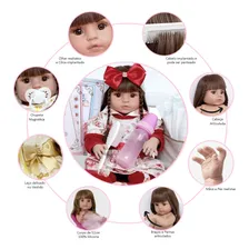 Boneca BebĂȘ Reborn Vestido Dourado Menina 16 Itens Cegonha Reborn Dolls Foto mini 4