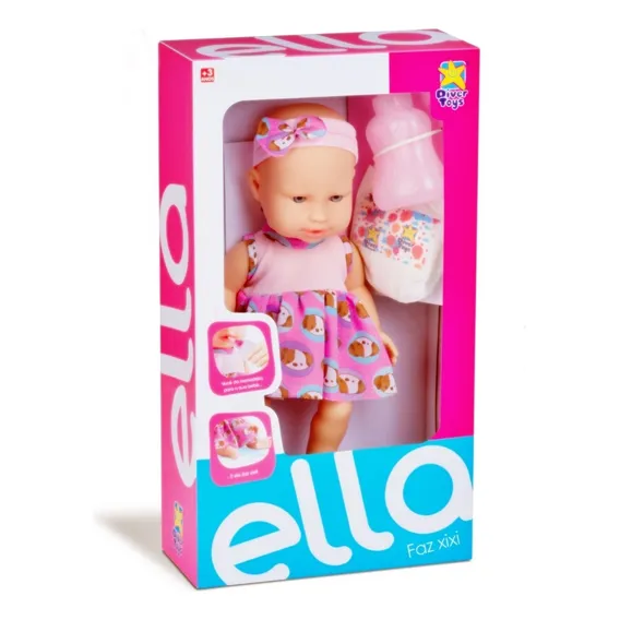 Boneca Bebe Ella Faz Xixi Menina - Divertoys Foto 1