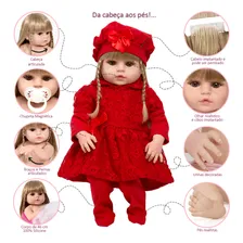 Boneca Bebe Reborn Loira Linda Corpo 100% Silicone Pode Dar Banho Foto mini  2