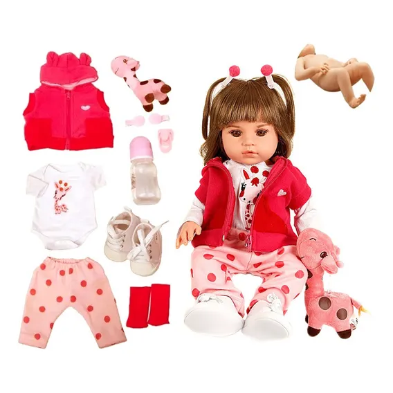 Boneca Bebê Reborn Realista De Silicone Npk 48cm E Girafinha Foto 1