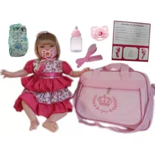 Boneca Bebe Tipo Reborn Completa + Bolsa Maternidade Foto mini 4