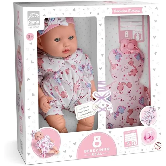 Boneca Bebezinho Real Menina - Roma Brinquedos Foto 1