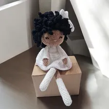Boneca Black Power Baby Crochê 30x10cm Amigurumi Foto mini 3