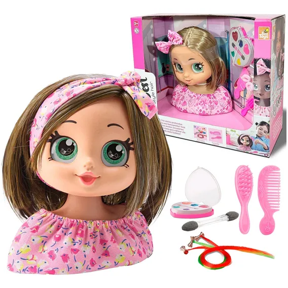 Boneca Busto Infantil Kit Maquiagem Pentear Acess贸rios Foto 1