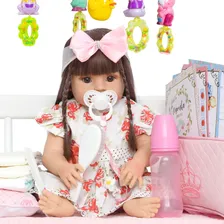 Boneca Cegonha Reborn Boneca Cegonha Reborn com Vestido Rosa e Acess贸rios Foto mini 3