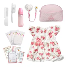 Boneca Cegonha Reborn Boneca Cegonha Reborn com Vestido Rosa e Acess贸rios Foto mini 2