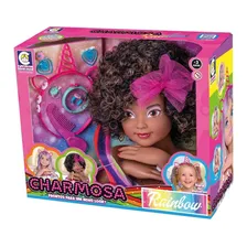 Boneca Charmosa Busto Rainbow Negra Unicórnio Cotiplás 2579 Foto  mini 1