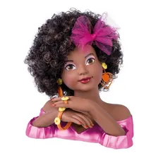 Boneca Charmosa Busto Rainbow Negra Unicórnio Cotiplás 2579 Foto mini  2
