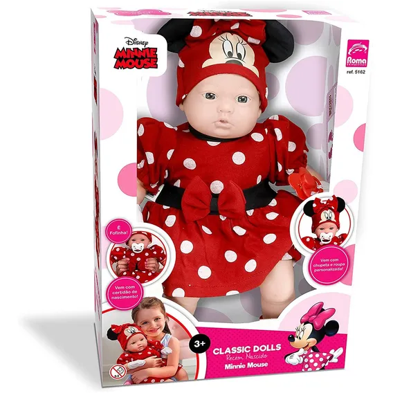Boneca Disney Classic Dolls Recem Nascido Minnie 5162 - Roma Foto 1