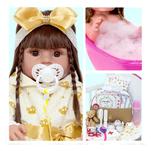 Boneca Estilo Reborn Baby Alive Menina + Enxoval Completo Foto 1