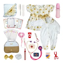 Boneca Estilo Reborn Baby Alive Menina + Enxoval Completo Foto mini 3