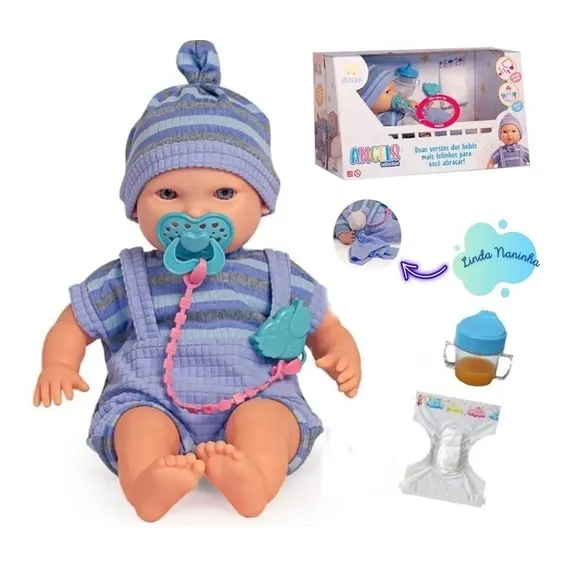 Boneca estilo Reborn com chupeta Anjinhos Reborn Foto 1