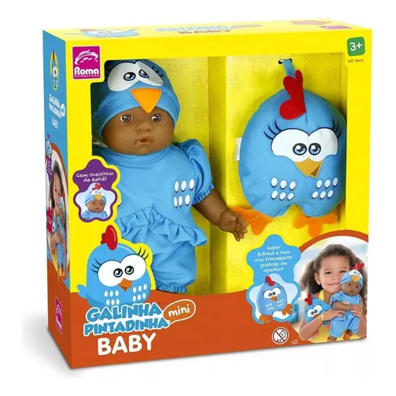Boneca Galinha Pintadinha Mini Baby Negra 40cm Travesseiro Foto 1