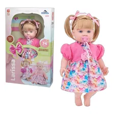 Boneca Larissa Fala 74 Frases 50cm Chupeta Brinquedo Menina Foto  mini 1