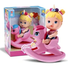 Boneca Little Dolls Balancinho Unicornio Divertoys 8043 Foto mini 1