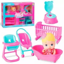 Boneca Little Dolls Casinha + 6 Acess贸rios - Divertoys Foto mini 1